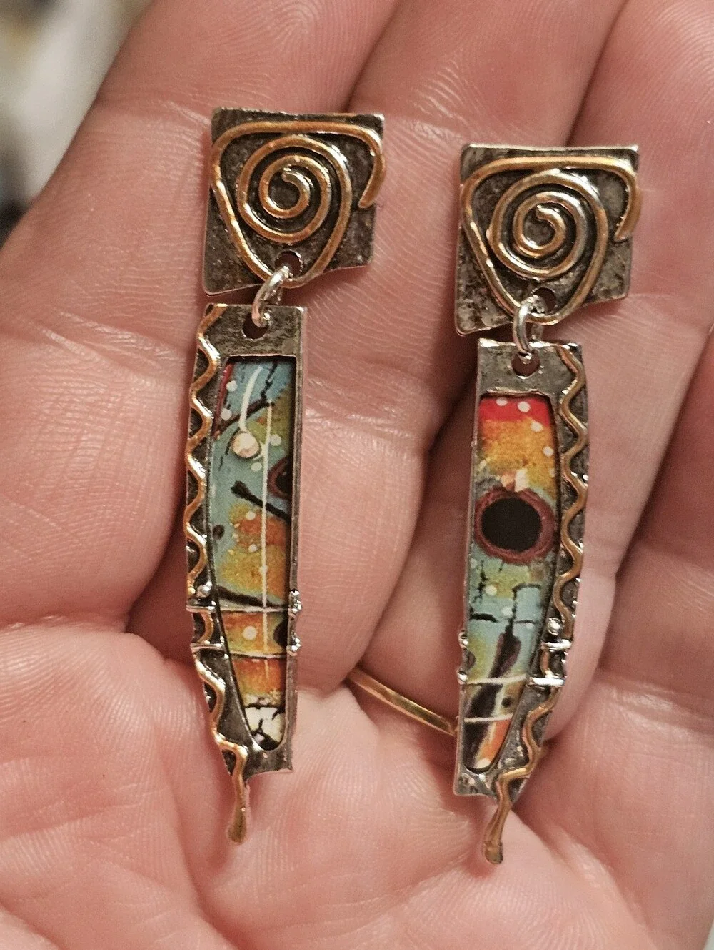 Unique Silver Tone Dangle Earrings